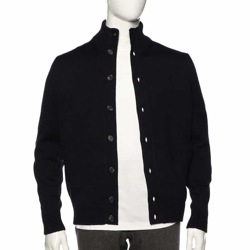 ZANONE スタンドカラーニットカーディガン NAVY