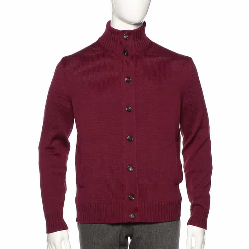 ZANONE スタンドカラーニットカーディガン WINE