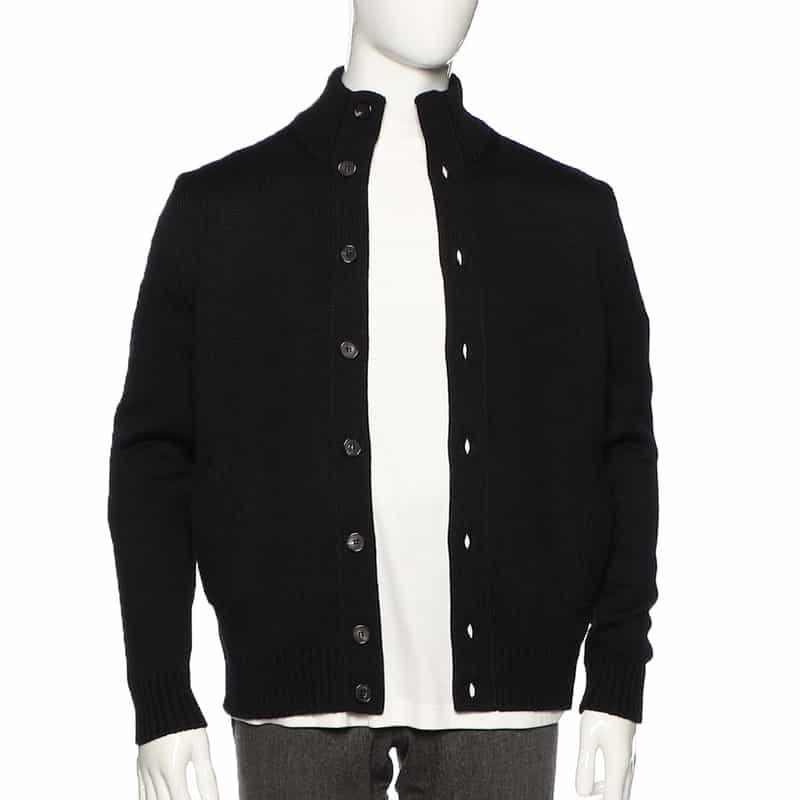 ZANONE スタンドカラーニットカーディガン BLACK