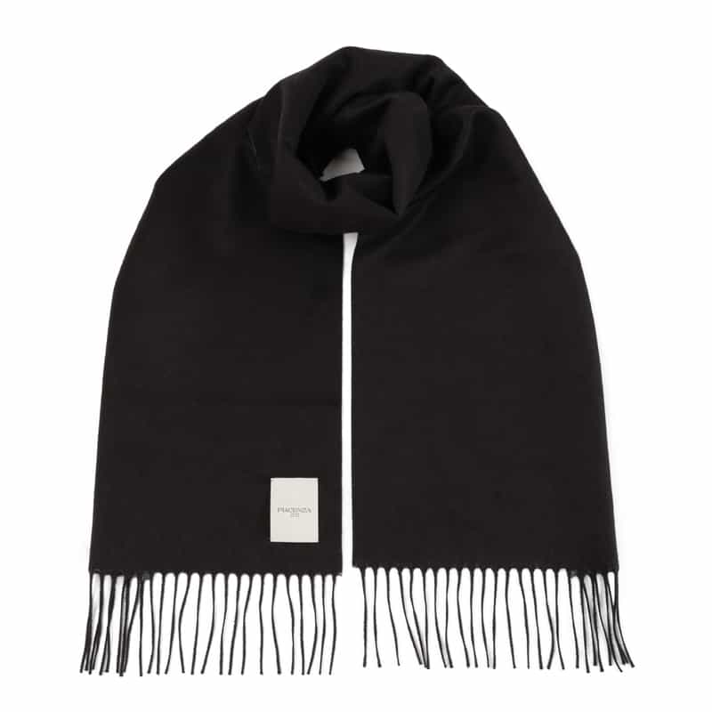 PIACENZA シルクカシミヤ素材パネルスカーフ(30×170) BLACK