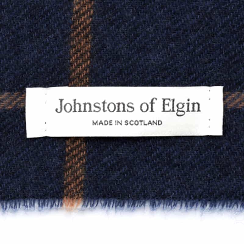 JOHNSTONS カシミヤ素材 チェック柄スカーフ NAVY