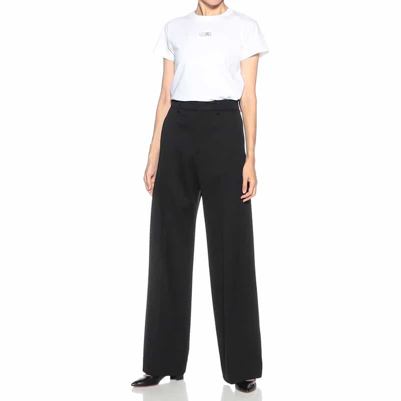 KANAKO SAKAI ウール素材 ハイウエスト フルレングスパンツ BLACK