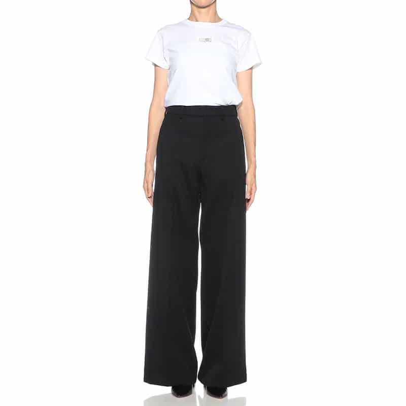 KANAKO SAKAI ウール素材 ハイウエスト フルレングスパンツ BLACK