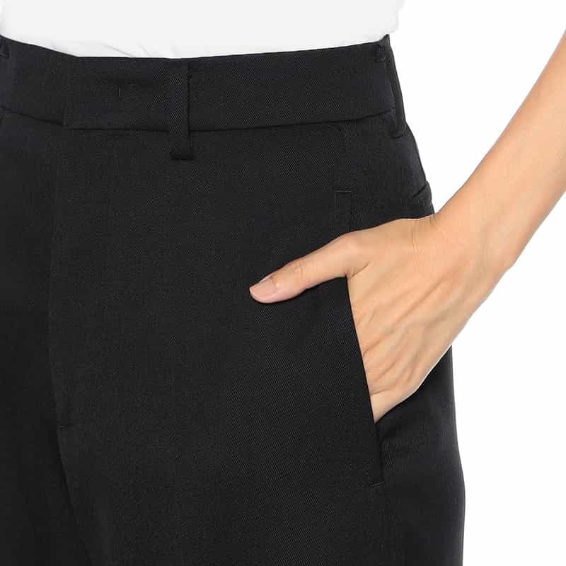 KANAKO SAKAI ウール素材 ハイウエスト フルレングスパンツ BLACK