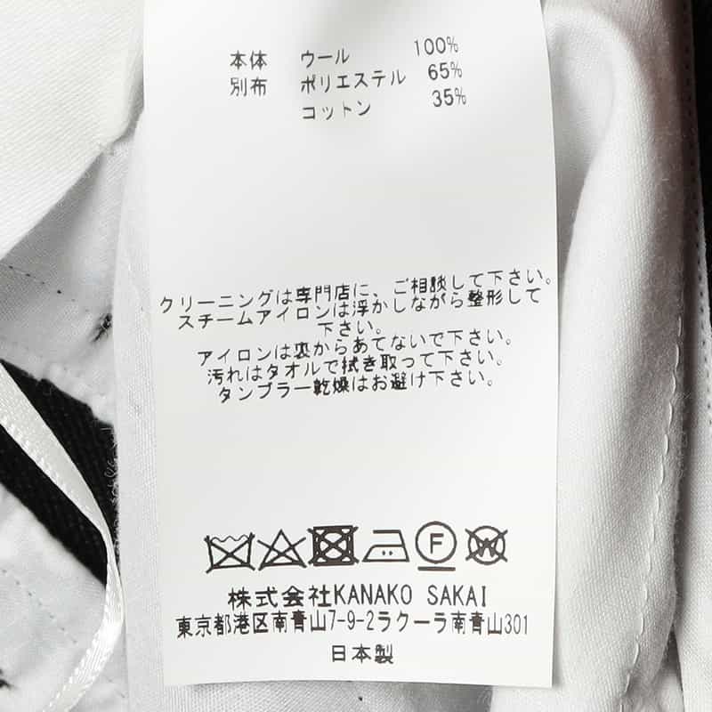 KANAKO SAKAI ウール素材 ハイウエスト フルレングスパンツ BLACK