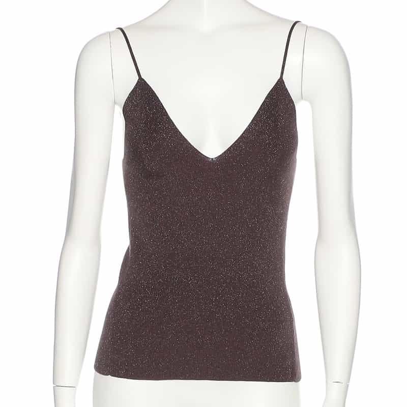 KANAKO SAKAI グリッターニットキャミソール WINE