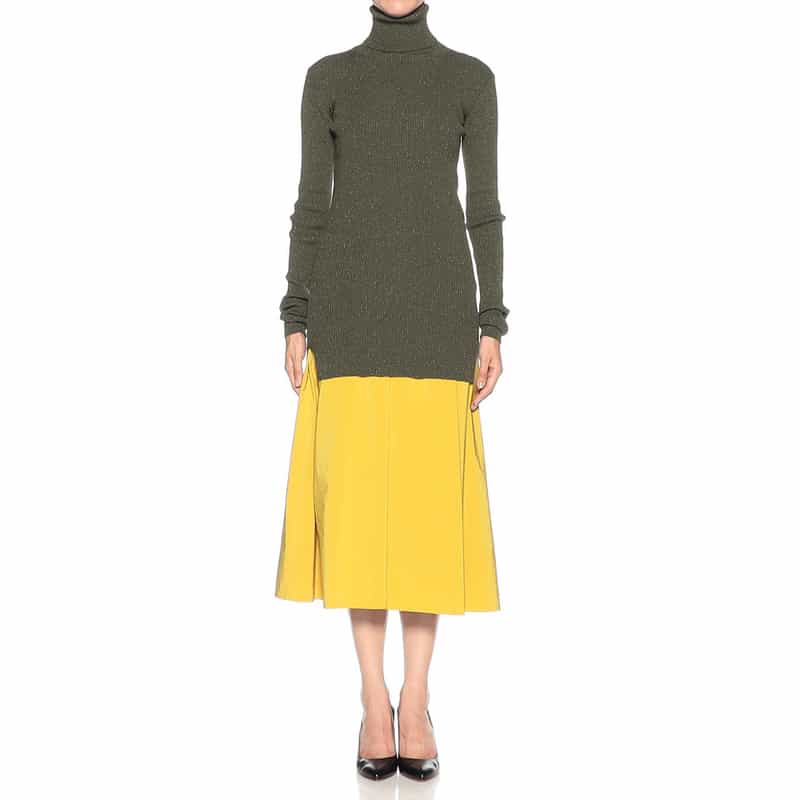 KANAKO SAKAI タートルネック グリッター ニットプルオーバー KHAKI