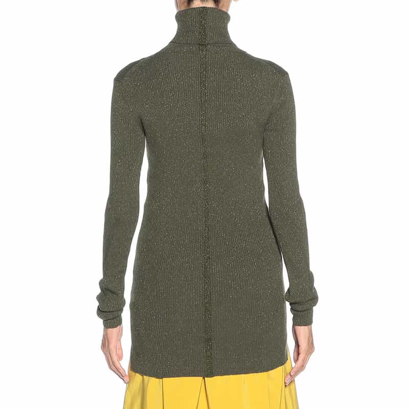 KANAKO SAKAI タートルネック グリッター ニットプルオーバー KHAKI