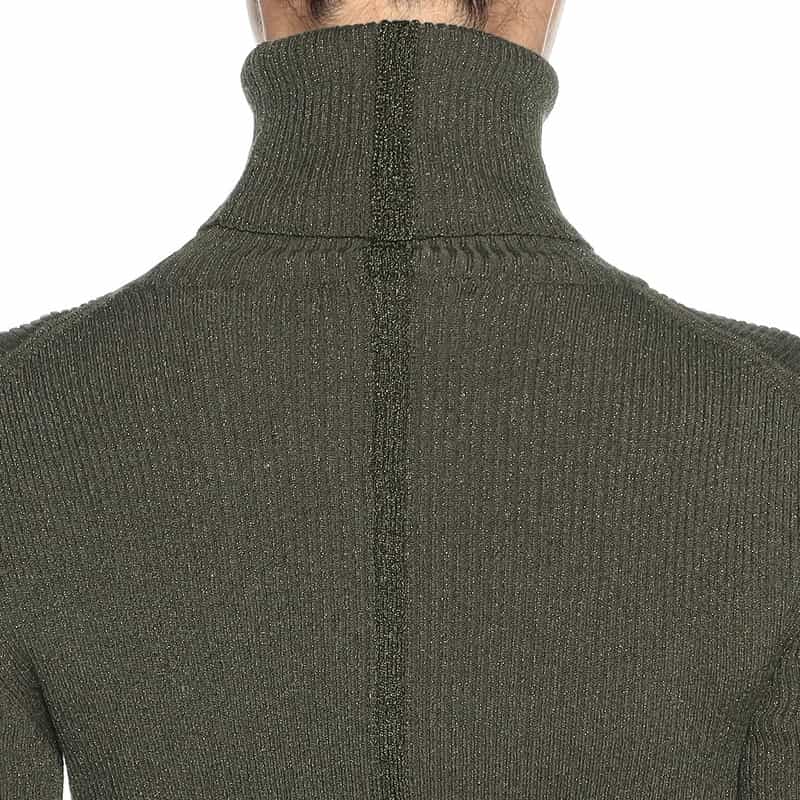 KANAKO SAKAI タートルネック グリッター ニットプルオーバー KHAKI