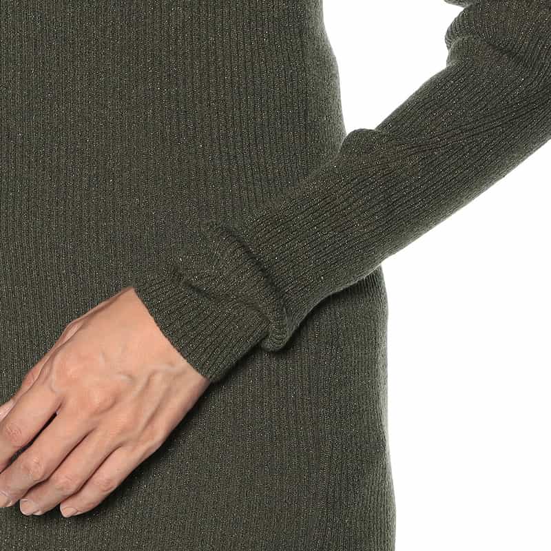 KANAKO SAKAI タートルネック グリッター ニットプルオーバー KHAKI