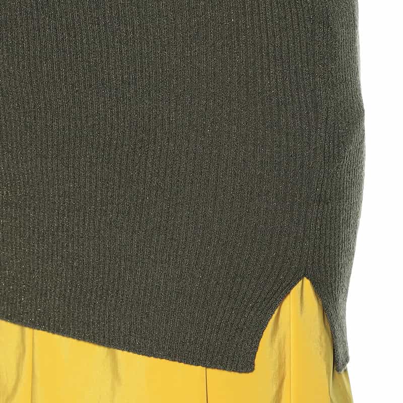 KANAKO SAKAI タートルネック グリッター ニットプルオーバー KHAKI