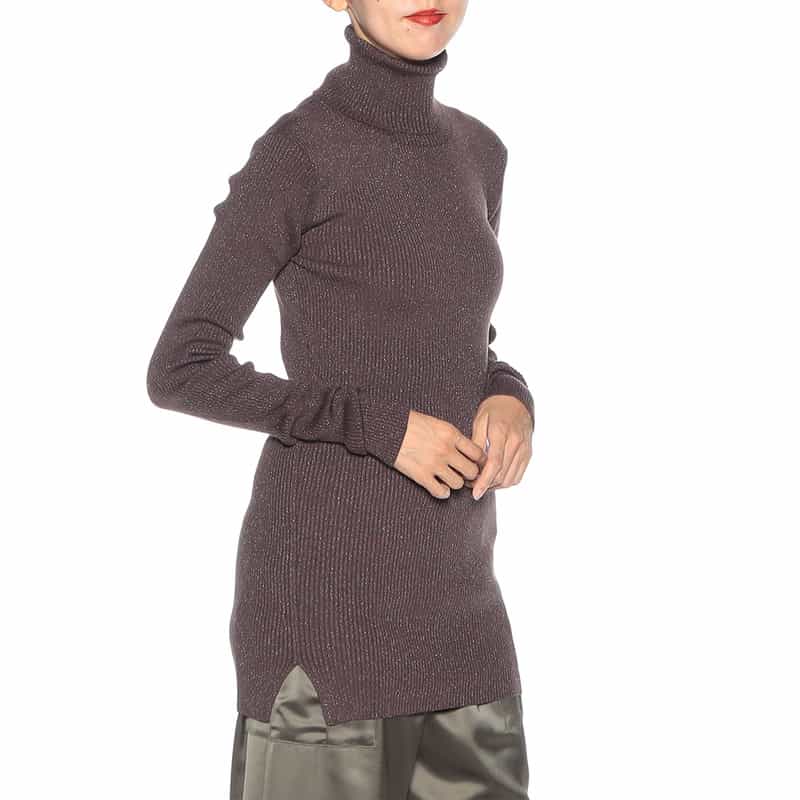 KANAKO SAKAI タートルネック グリッター ニットプルオーバー WINE