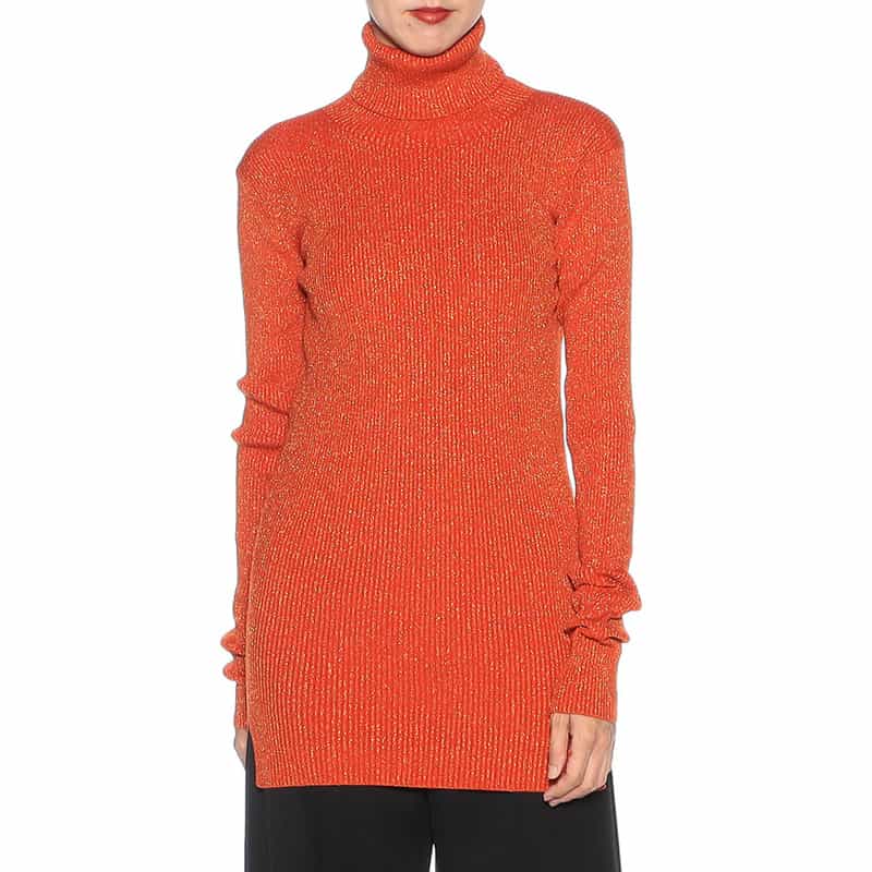 KANAKO SAKAI タートルネック グリッター ニットプルオーバー ORANGE