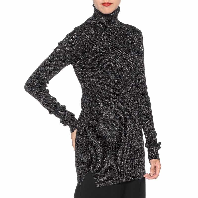 KANAKO SAKAI タートルネック グリッター ニットプルオーバー BLACK