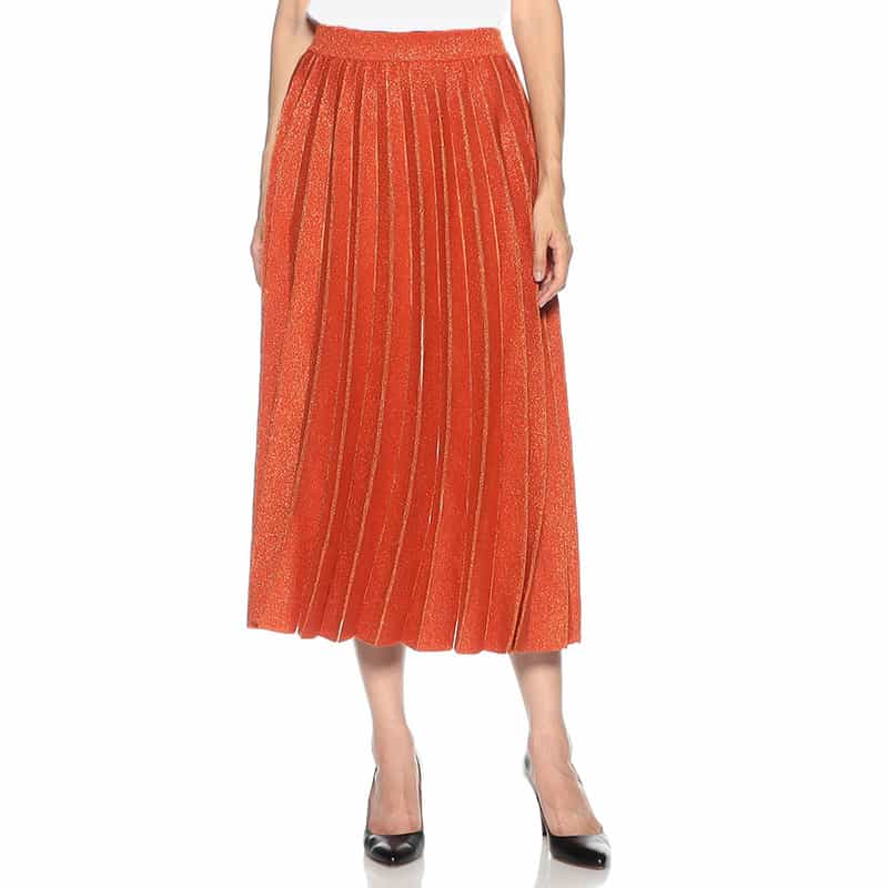 KANAKO SAKAI グリッターニット プリーツスカート ORANGE