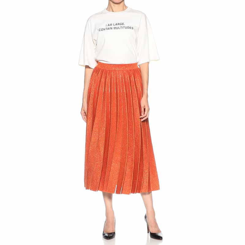 KANAKO SAKAI グリッターニット プリーツスカート ORANGE