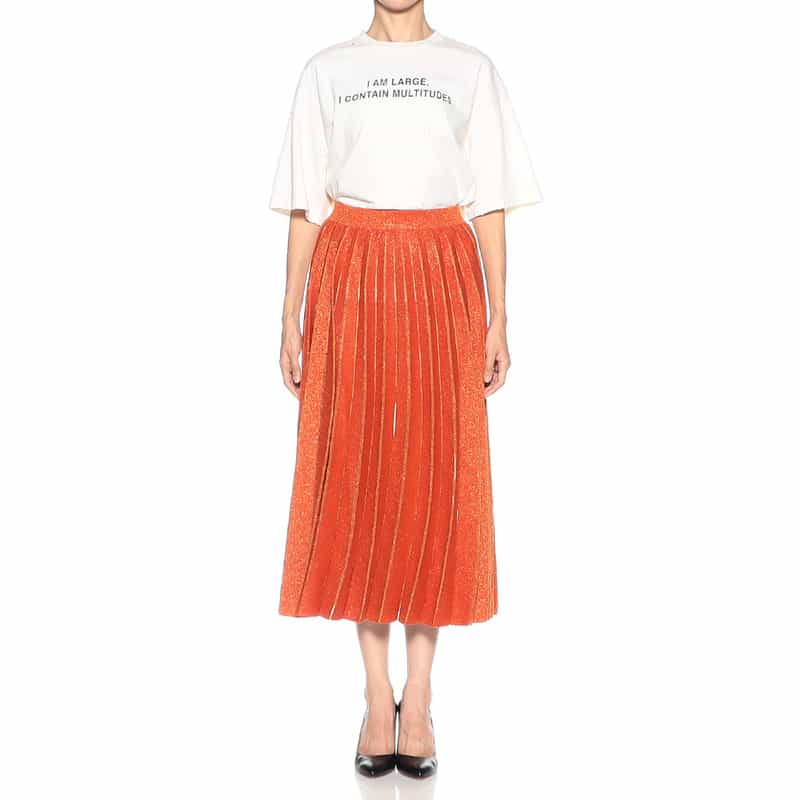 KANAKO SAKAI グリッターニット プリーツスカート ORANGE