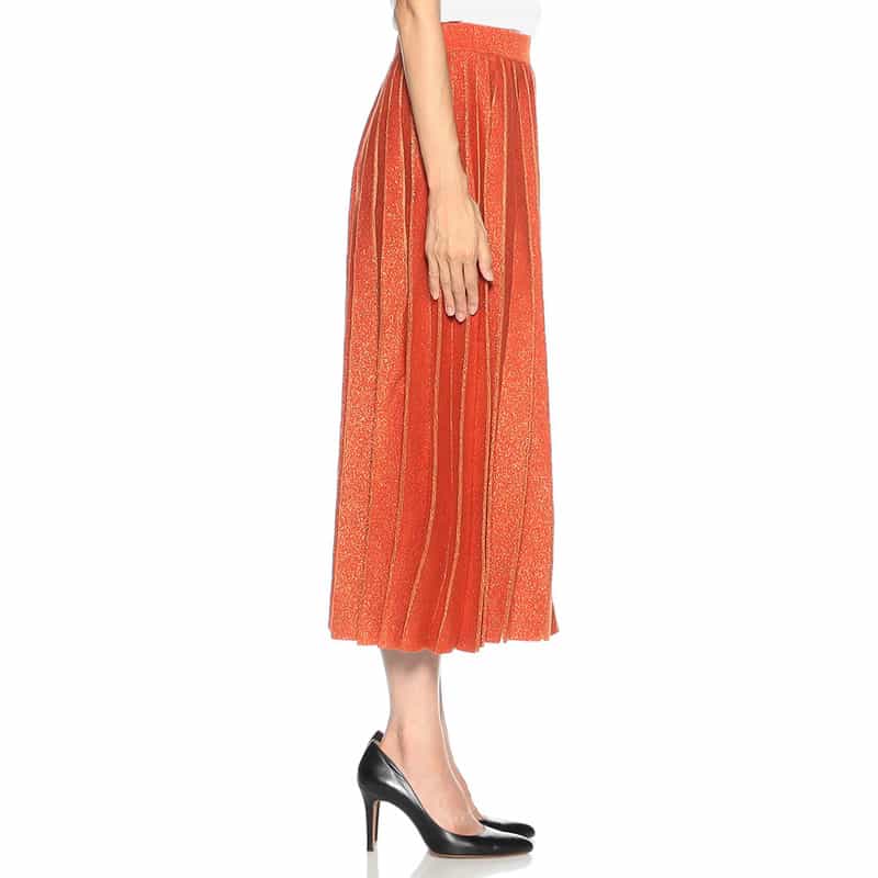 KANAKO SAKAI グリッターニット プリーツスカート ORANGE