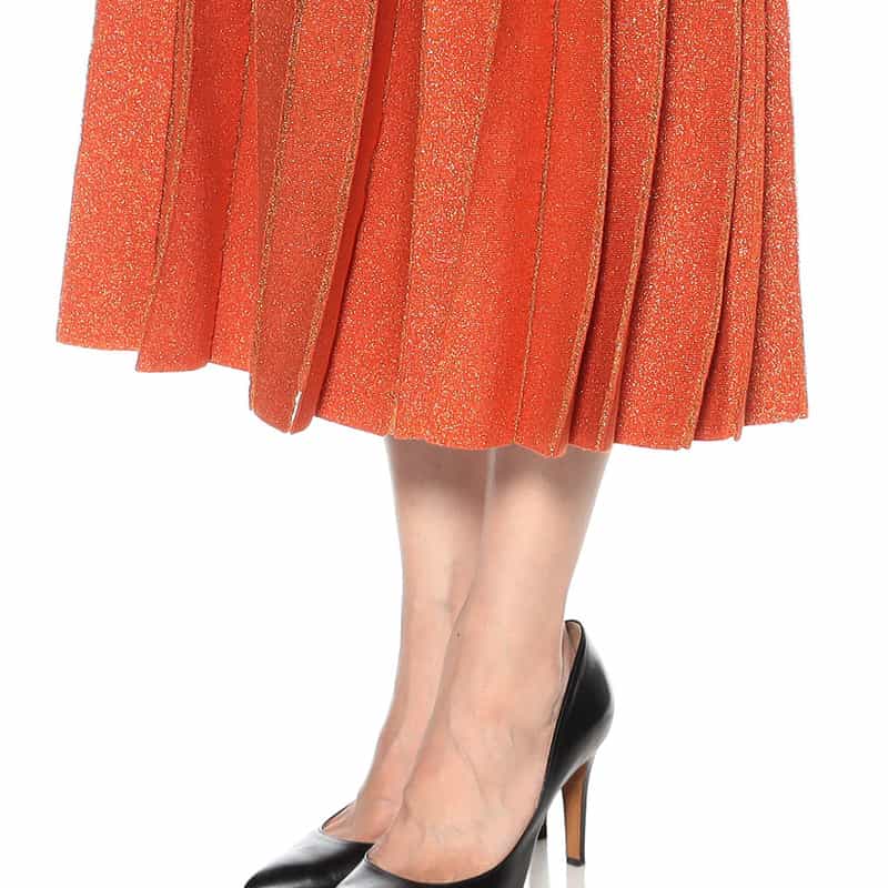 KANAKO SAKAI グリッターニット プリーツスカート ORANGE