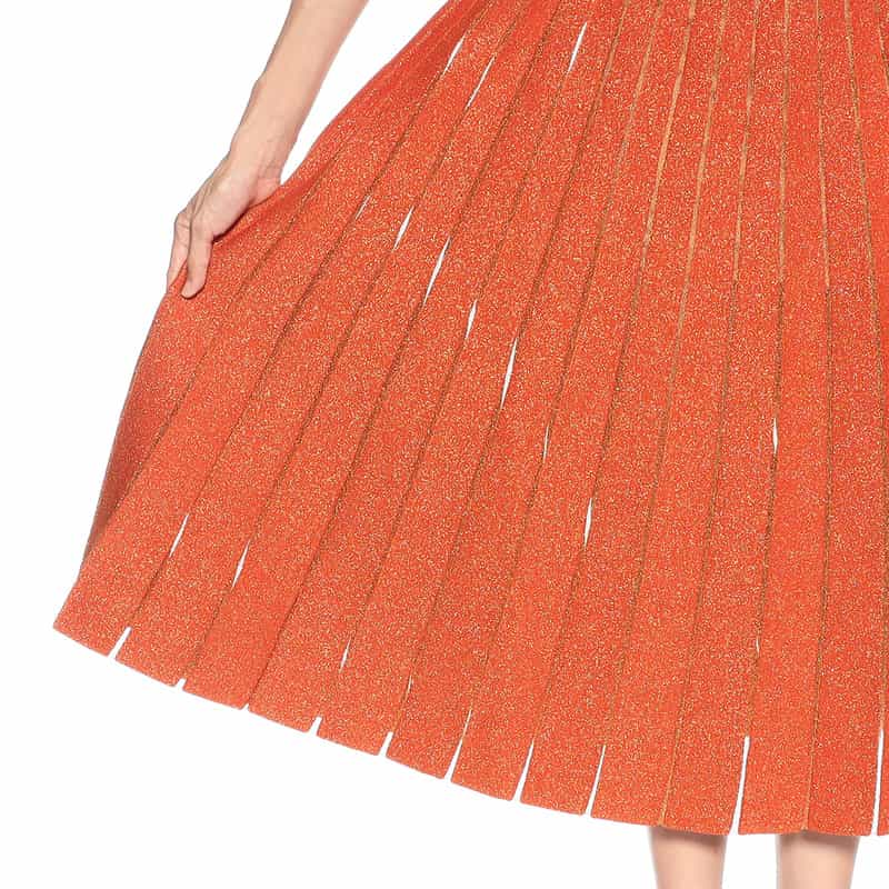 KANAKO SAKAI グリッターニット プリーツスカート ORANGE