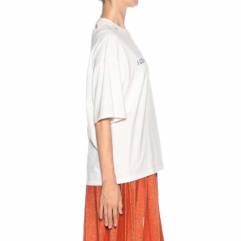 KANAKO SAKAI ダメージ加工プリントTシャツ WHITE