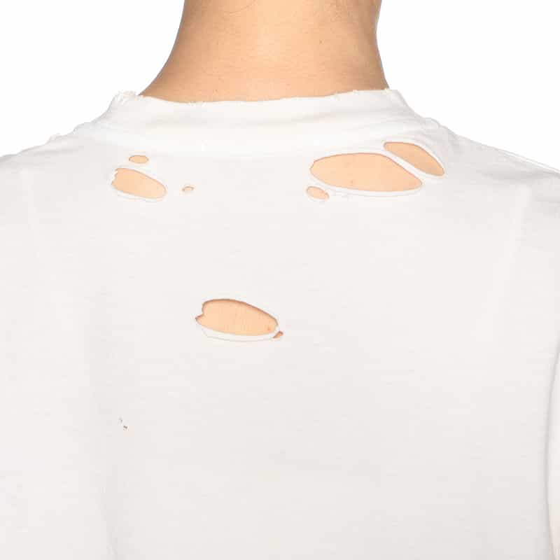 KANAKO SAKAI ダメージ加工プリントTシャツ WHITE