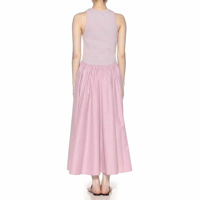 BARNEYS NEW YORK ウォッシャブル リブタンクトップ×フレア コンビネーションドレス LIGHT PINK