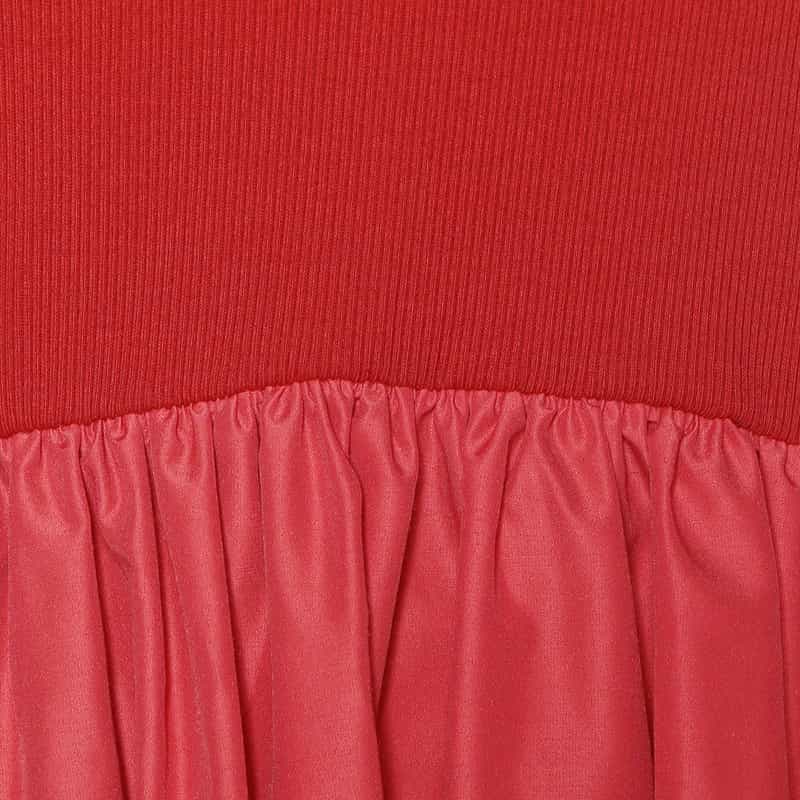 BARNEYS NEW YORK ウォッシャブル リブタンクトップ×フレア コンビネーションドレス RED