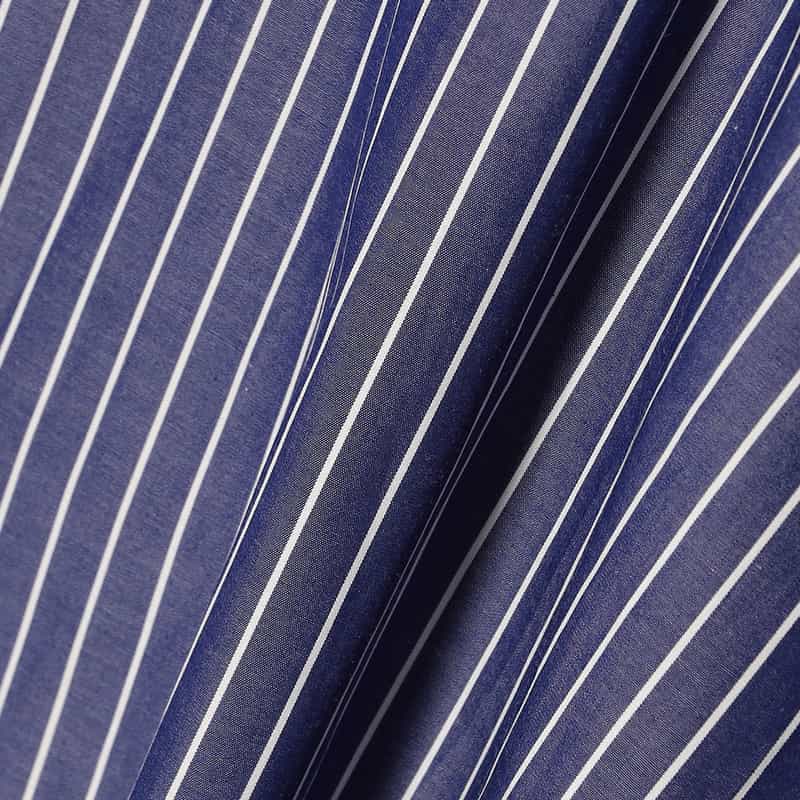 BARNEYS NEW YORK ウォッシャブル バルーンスリーブ ストライプ柄シャツドレス NAVY