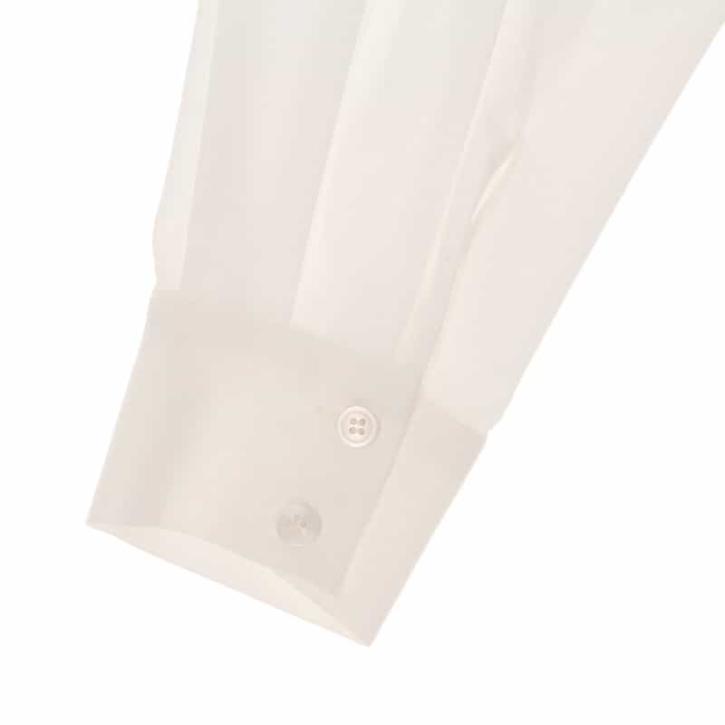 BARNEYS NEW YORK ウォッシャブル バンドカラー切替スリーブ シャツ WHITE