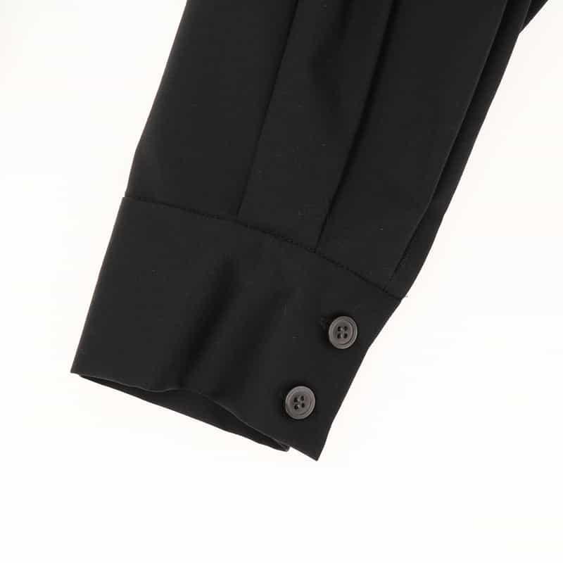 BARNEYS NEW YORK ウォッシャブル バンドカラー切替スリーブ シャツ BLACK