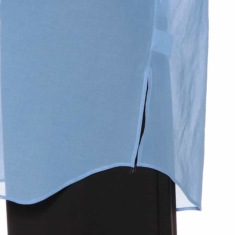 BARNEYS NEW YORK ウォッシャブル ボリュームスリーブ シアーブラウス BLUE