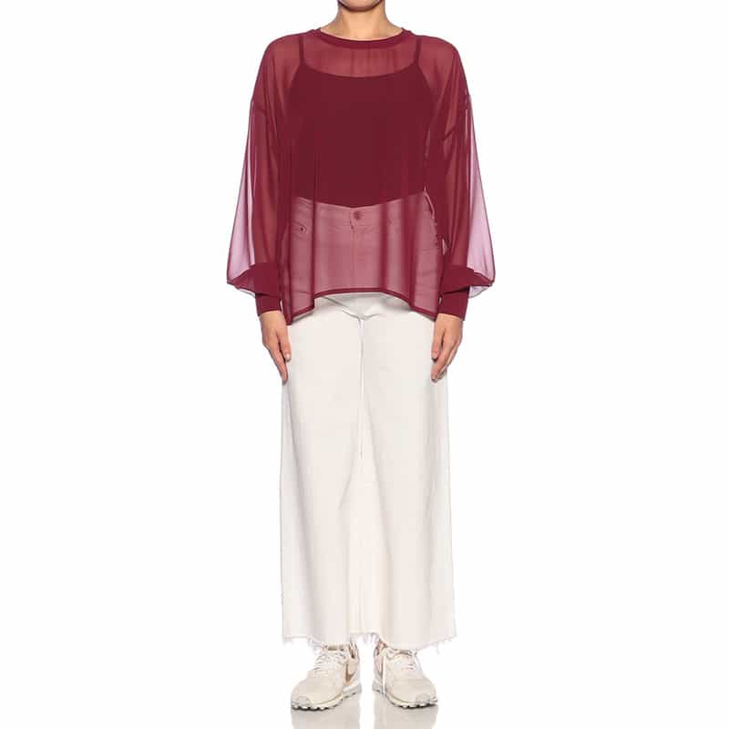 BARNEYS NEW YORK ウォッシャブル ジョーゼット シアー ブラウス WINE