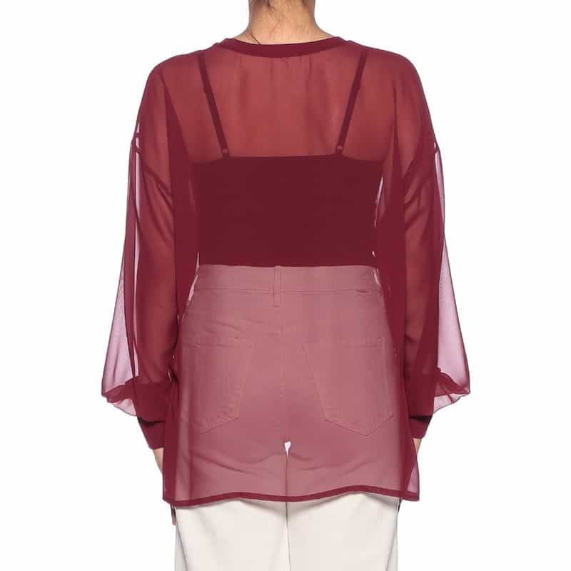 BARNEYS NEW YORK ウォッシャブル ジョーゼット シアー ブラウス WINE