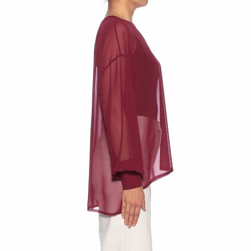 BARNEYS NEW YORK ウォッシャブル ジョーゼット シアー ブラウス WINE