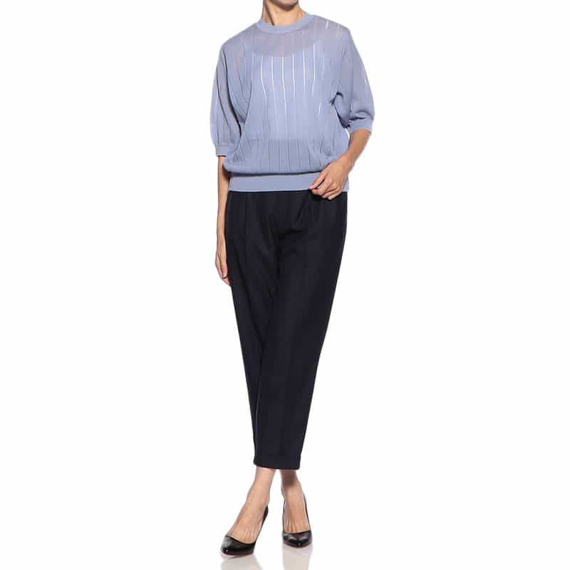 BARNEYS NEW YORK ウォッシャブル シアーニットプルオーバー PURPLE