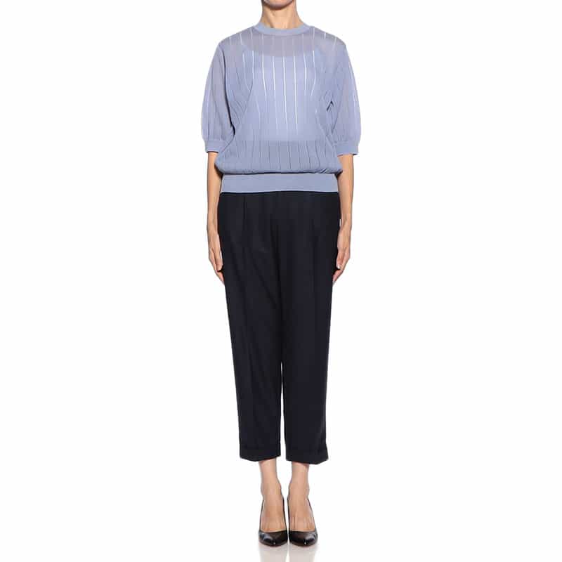 BARNEYS NEW YORK ウォッシャブル シアーニットプルオーバー PURPLE