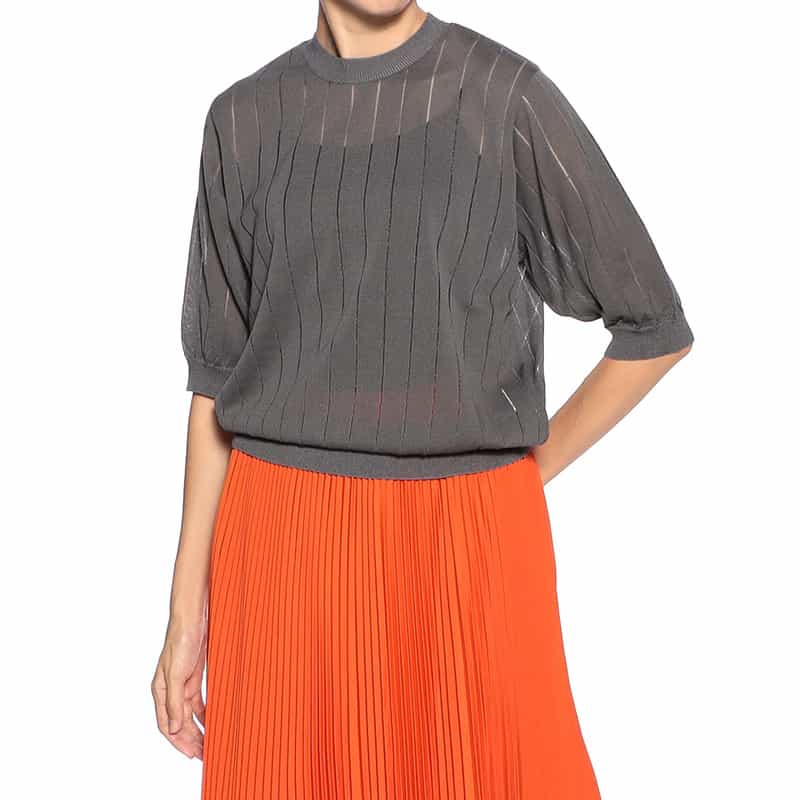 BARNEYS NEW YORK ウォッシャブル シアーニットプルオーバー GRAY