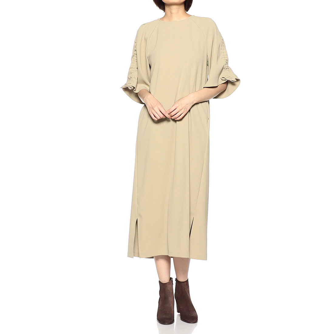 ウォッシャブル ギャザースリーブIラインドレス