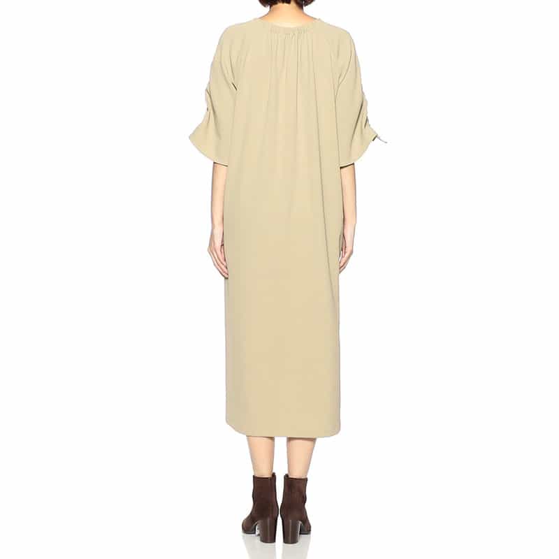 BARNEYS NEW YORK ウォッシャブル ギャザースリーブIラインドレス OLIVE