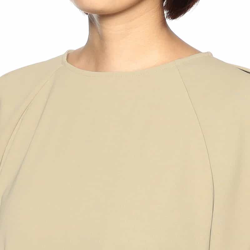 BARNEYS NEW YORK ウォッシャブル ギャザースリーブIラインドレス OLIVE