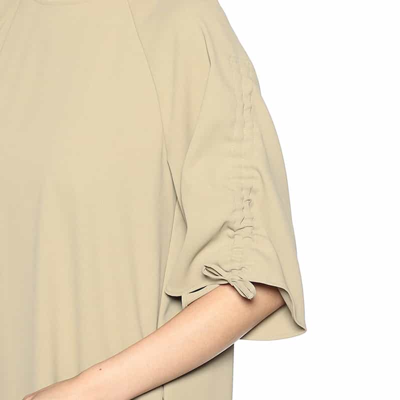 BARNEYS NEW YORK ウォッシャブル ギャザースリーブIラインドレス OLIVE