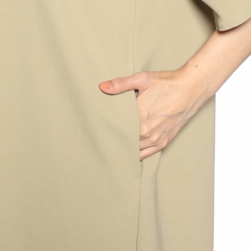 BARNEYS NEW YORK ウォッシャブル ギャザースリーブIラインドレス OLIVE