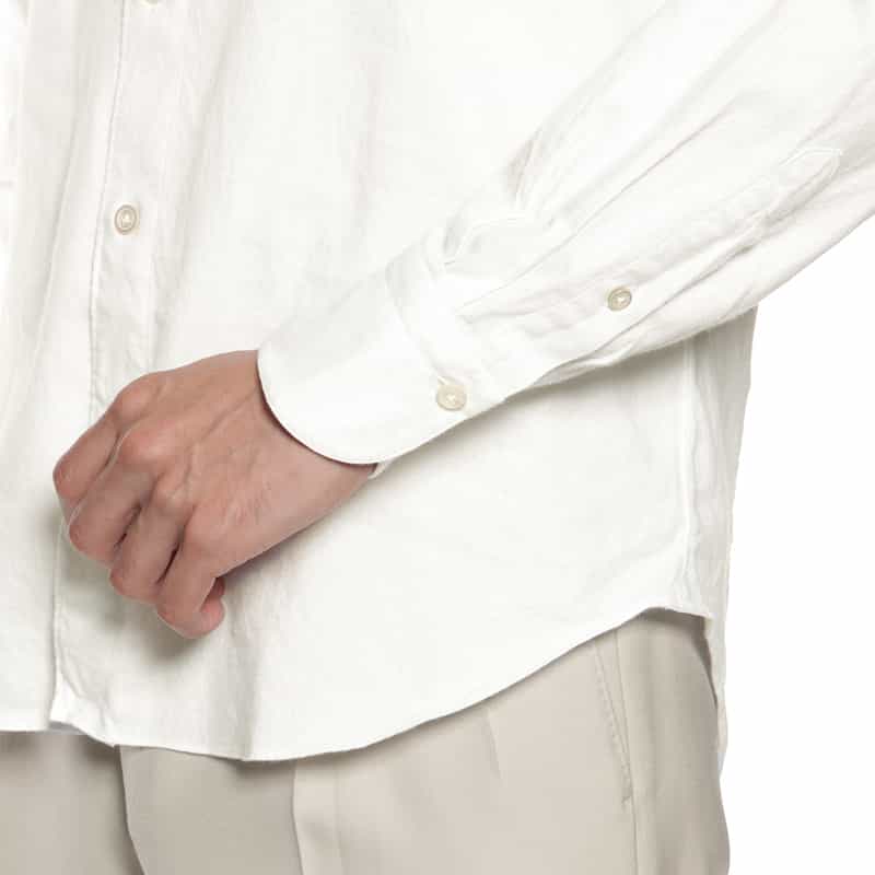 FINAMORE FINAMORE<フィナモレ>ワイドカラーツイルシャツ"PANTELLERIA" WHITE