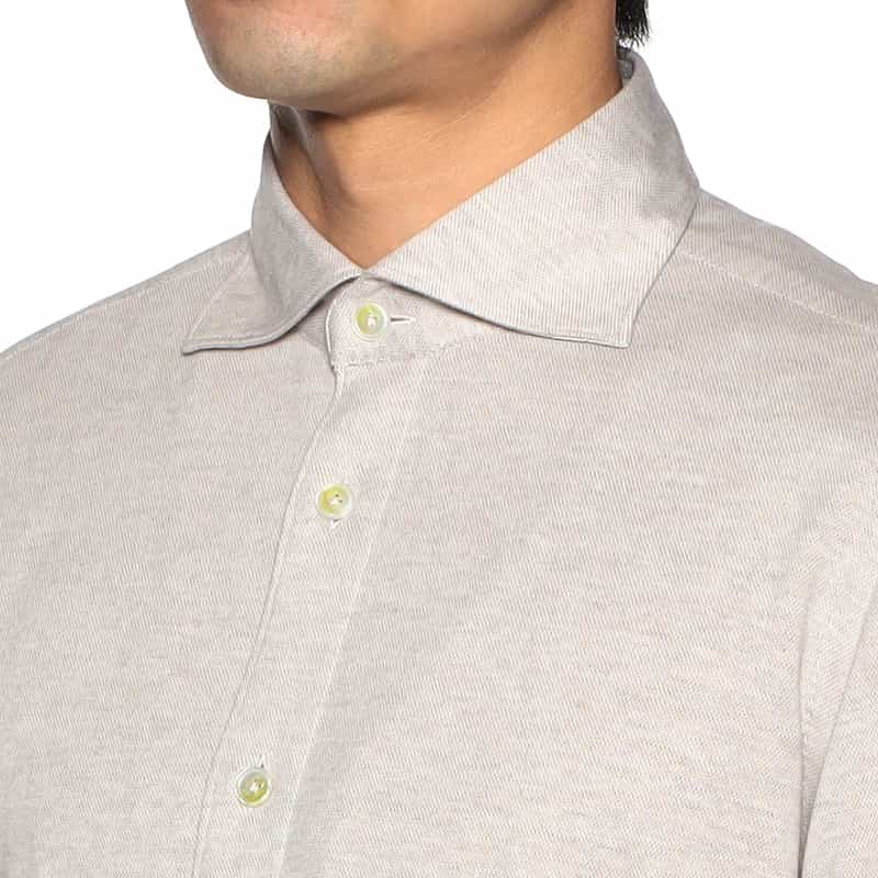 FINAMORE コットンカシミヤ素材シャツ IVORY