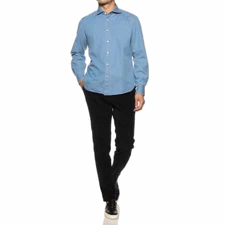 Finamore【デニム バーニーズ 美品】長袖 シャツ Sサイズ デニムシャツ Finamore【デニム バーニーズ 美品】長袖 シャツ Sサイズ デニム