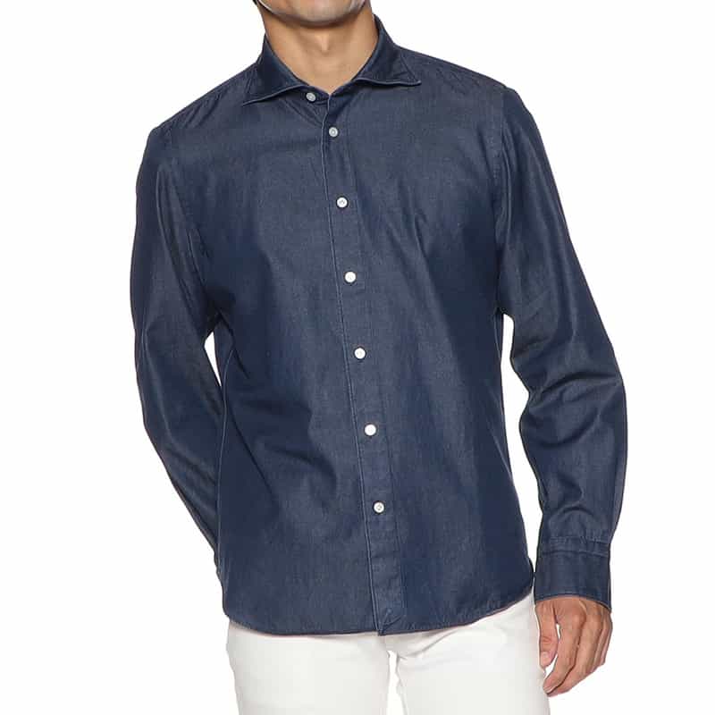 FINAMORE デニムシャツ NAVY