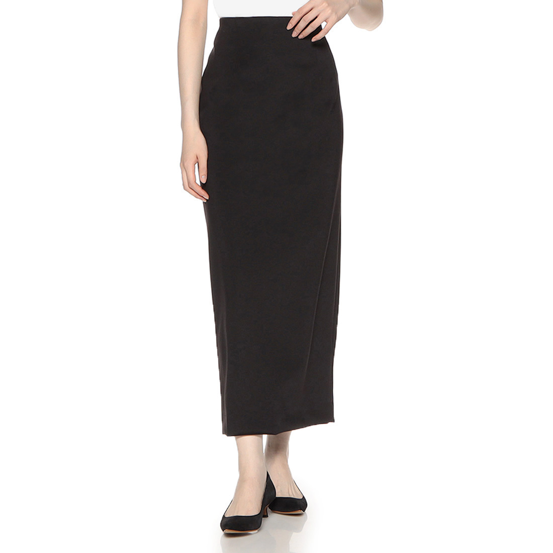 ウォッシャブル スクーバ素材タイトロングスカート