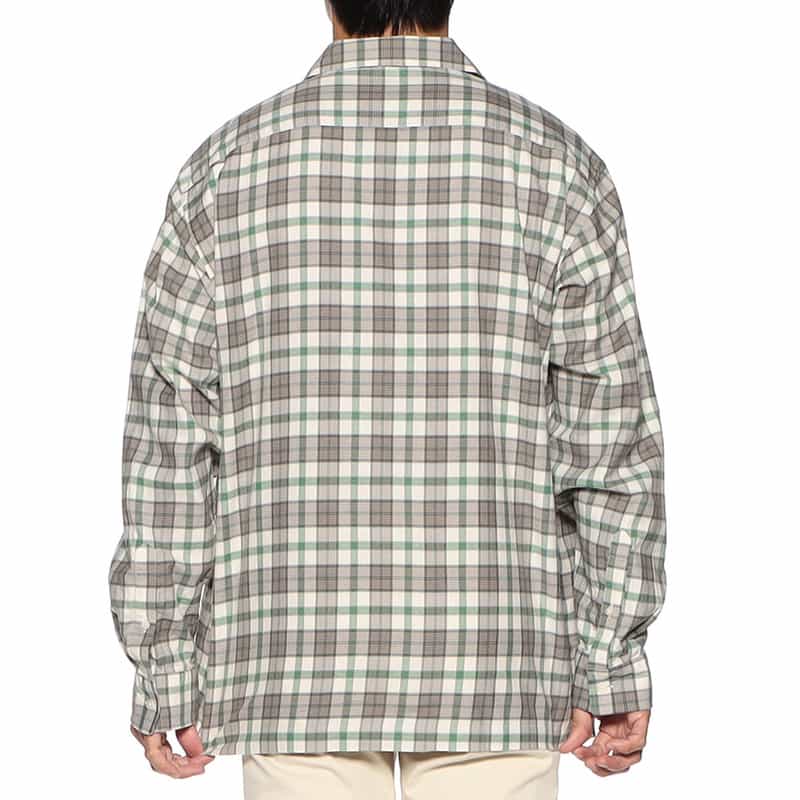 BARNEYS NEW YORK オープンカラー チェック柄シャツ GREEN