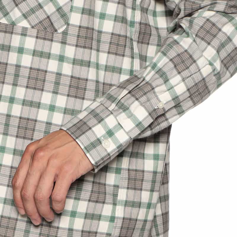 BARNEYS NEW YORK オープンカラー チェック柄シャツ GREEN